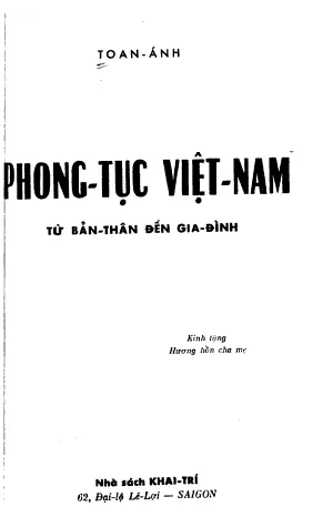 Bìa sách Phong Tục Việt Nam: Từ Bản Thân Đến Gia Đình